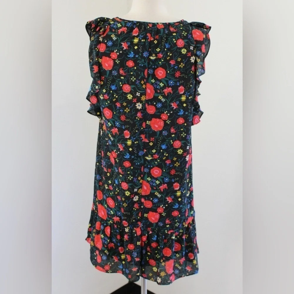 J. Crew Women’s Floral Printed Flutter Sleeveless Multicolor Keyhole Dress XS